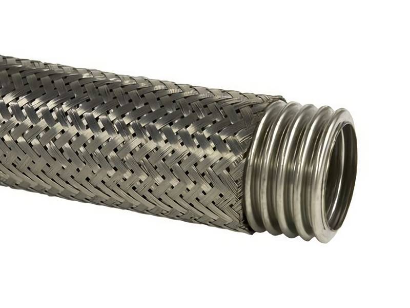 Flexible stainless helical hose, 316L, helical, single braided