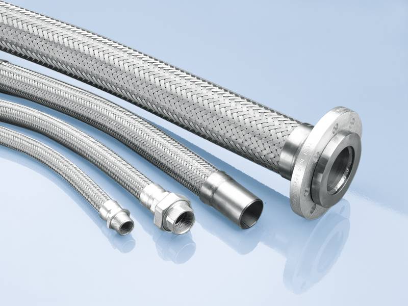 Four high pressure flexible hose assemblies used in hydraulic systems 